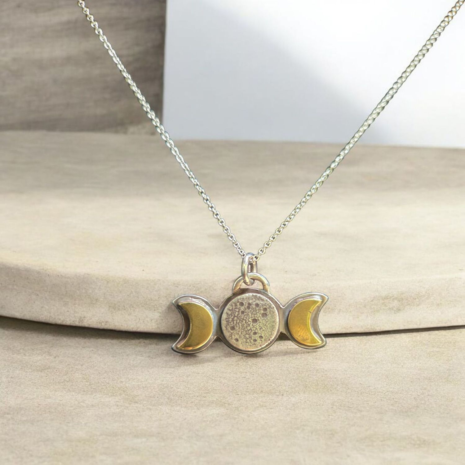 O&#39;Brien Necklace Sterling Silver and Brass Moon Phases