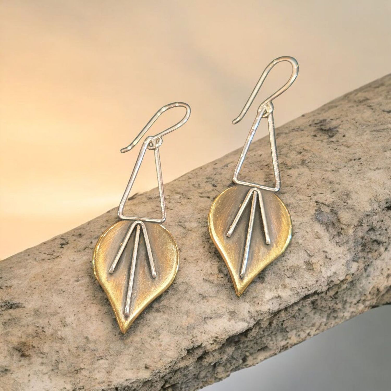 O'Brien Earring Brass Arabesque with Sterling Bail and Overlay