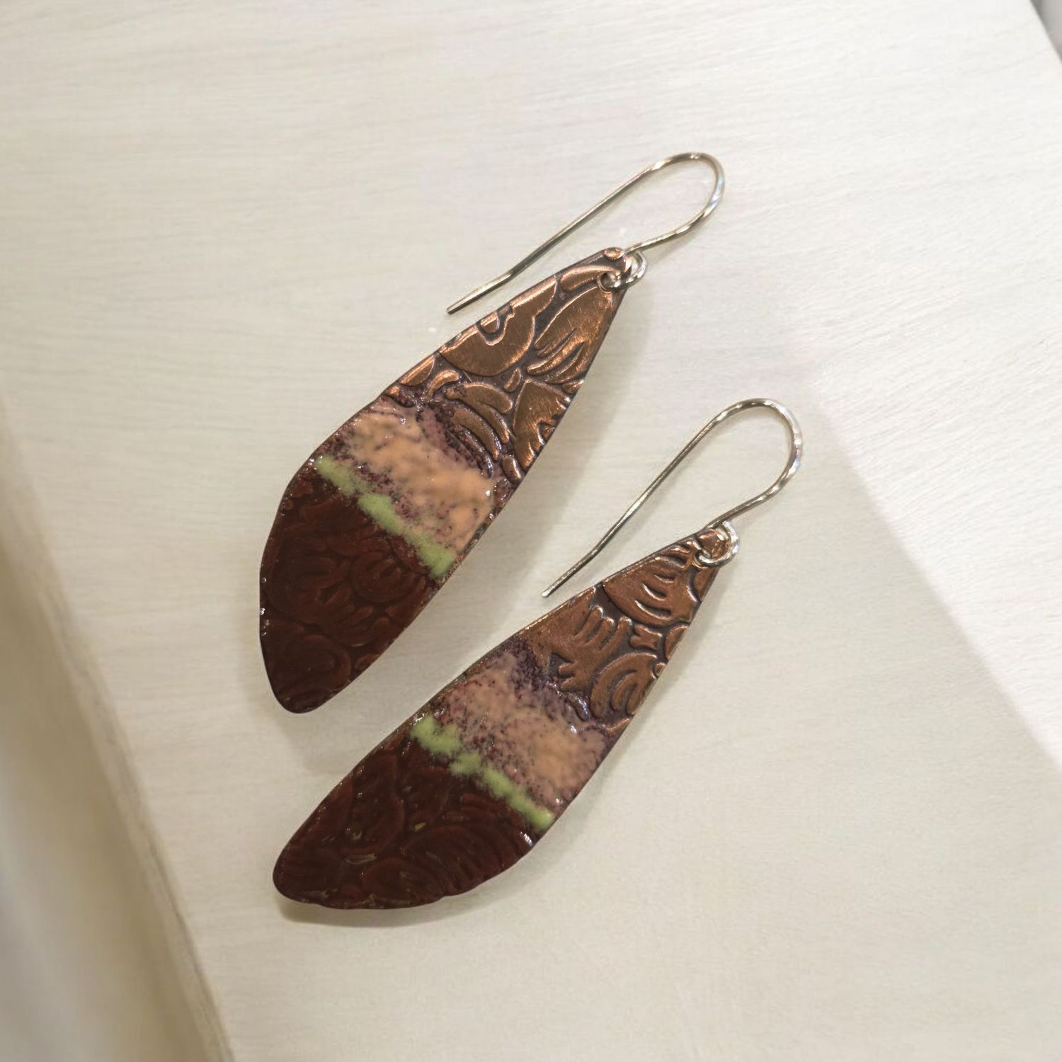 O&#39;Brien Copper Dragonfly Wings with Brown Enamel