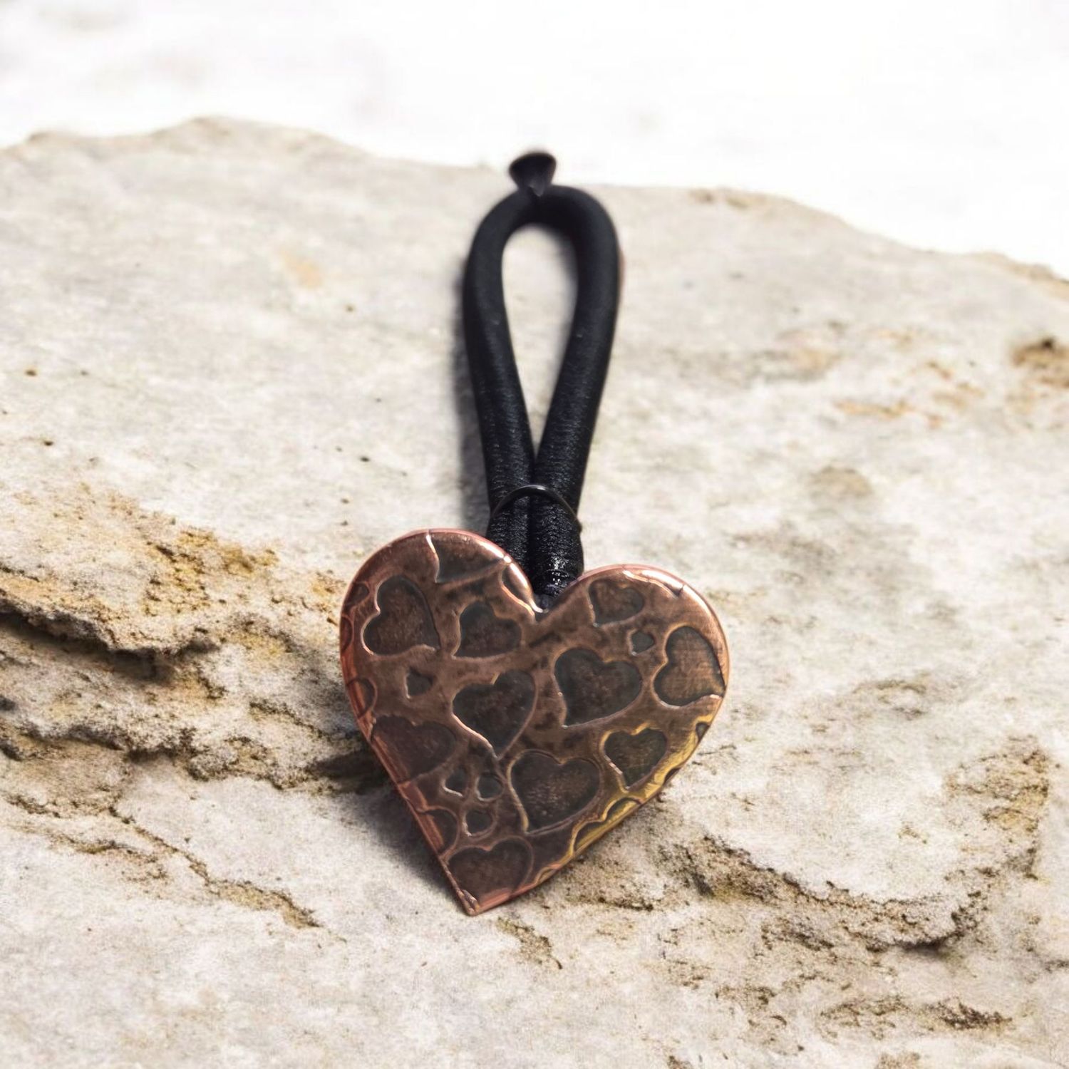 O&#39;Brien Ponytail Holder Copper Heart with Heart Stamping