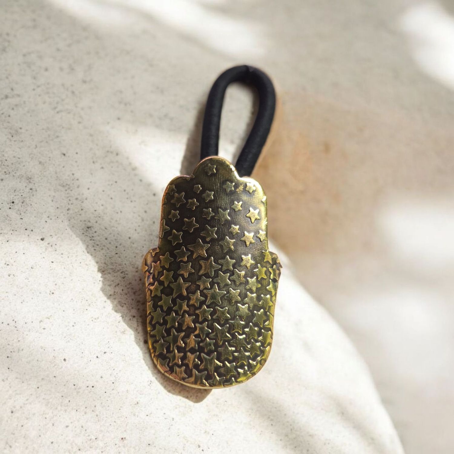 O&#39;Brien Ponytail Holder Brass Hamsa