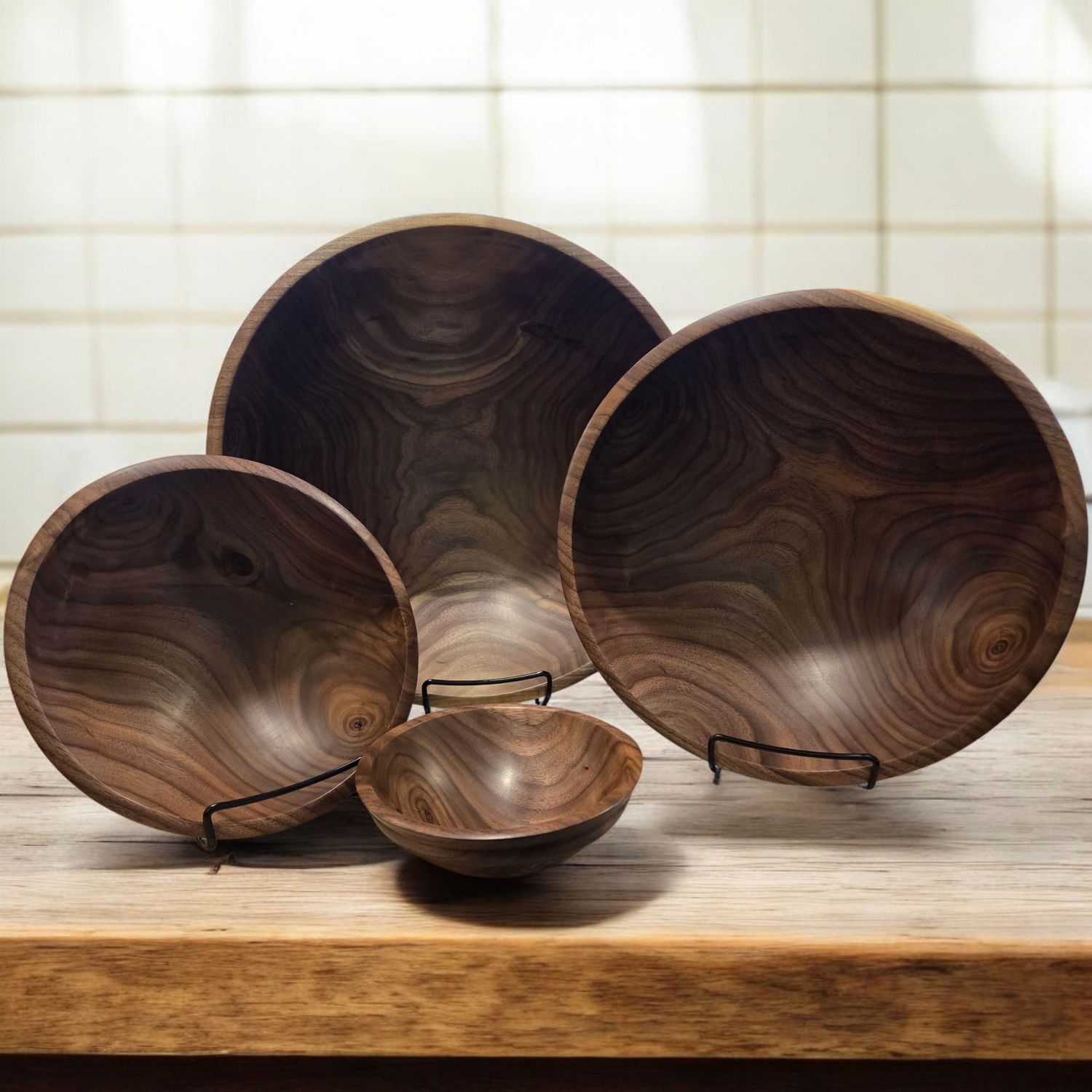 Gilbert Large Black Walnut 4PC Bowl Set
