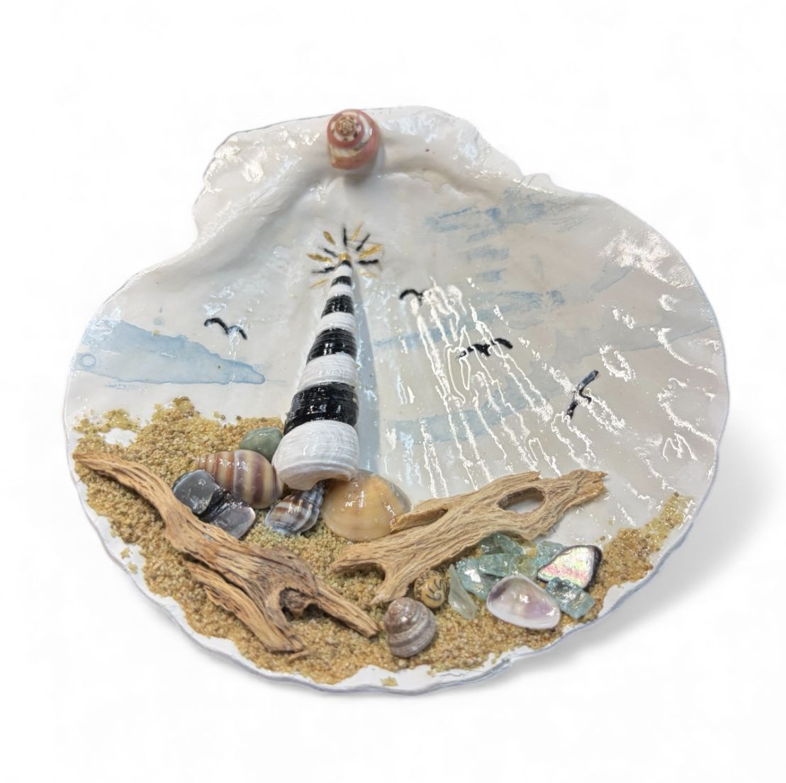 Wilson Clam Shell Trinket Dish Black Lighthouse