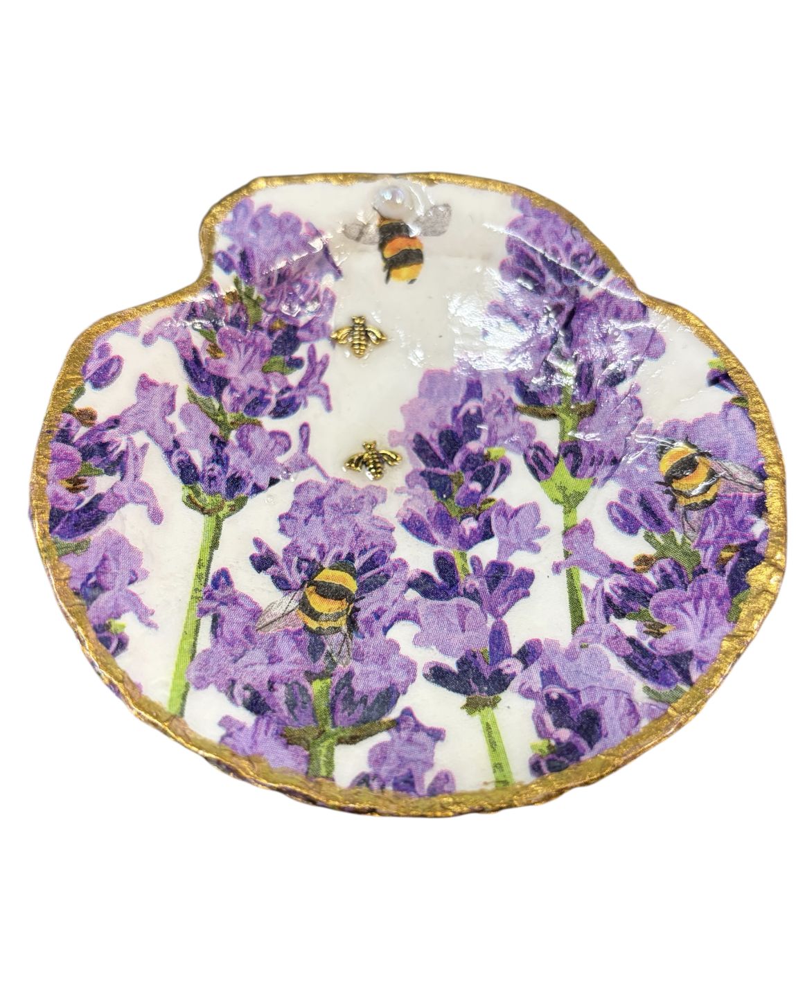 Wilson Clam Shell Trinket Dish Purple Lavendar w/Bees