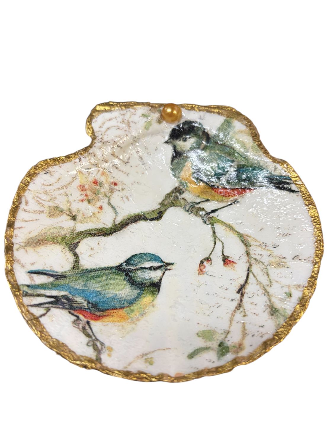 Wilson Clam Shell Trinket Dish Birds on Branch