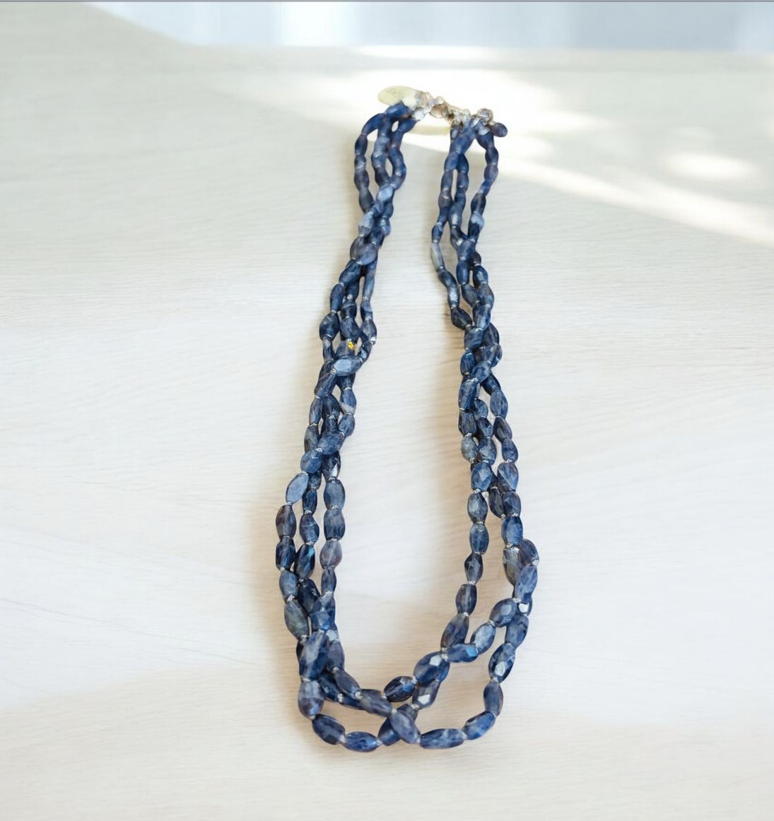 Robb Necklace Triple Strand Iolite Knotted