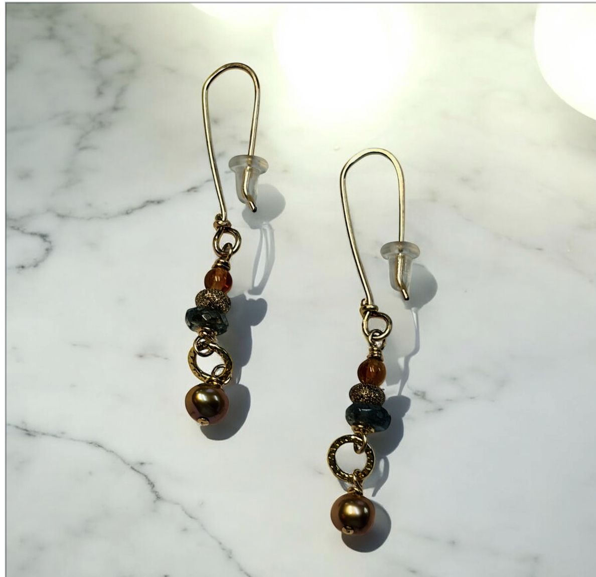 Robb Earring Citrine, Labradorite and Pearl