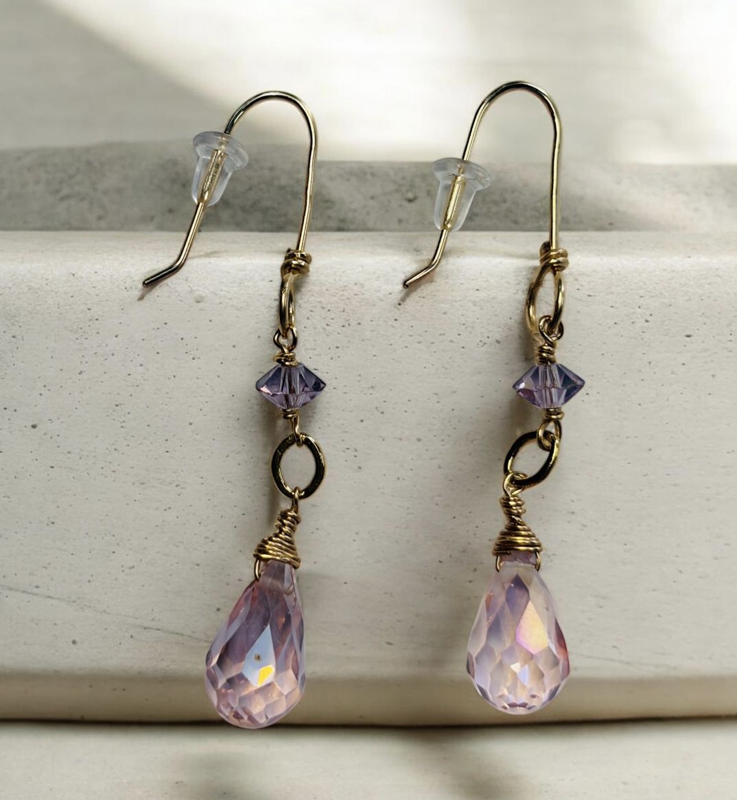 Robb Earrings Pink Crystal Dangles
