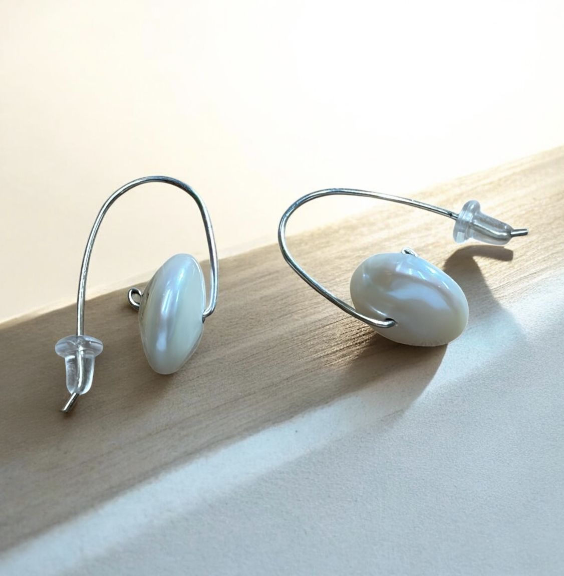 Robb Earrings Freshwater Button Pears