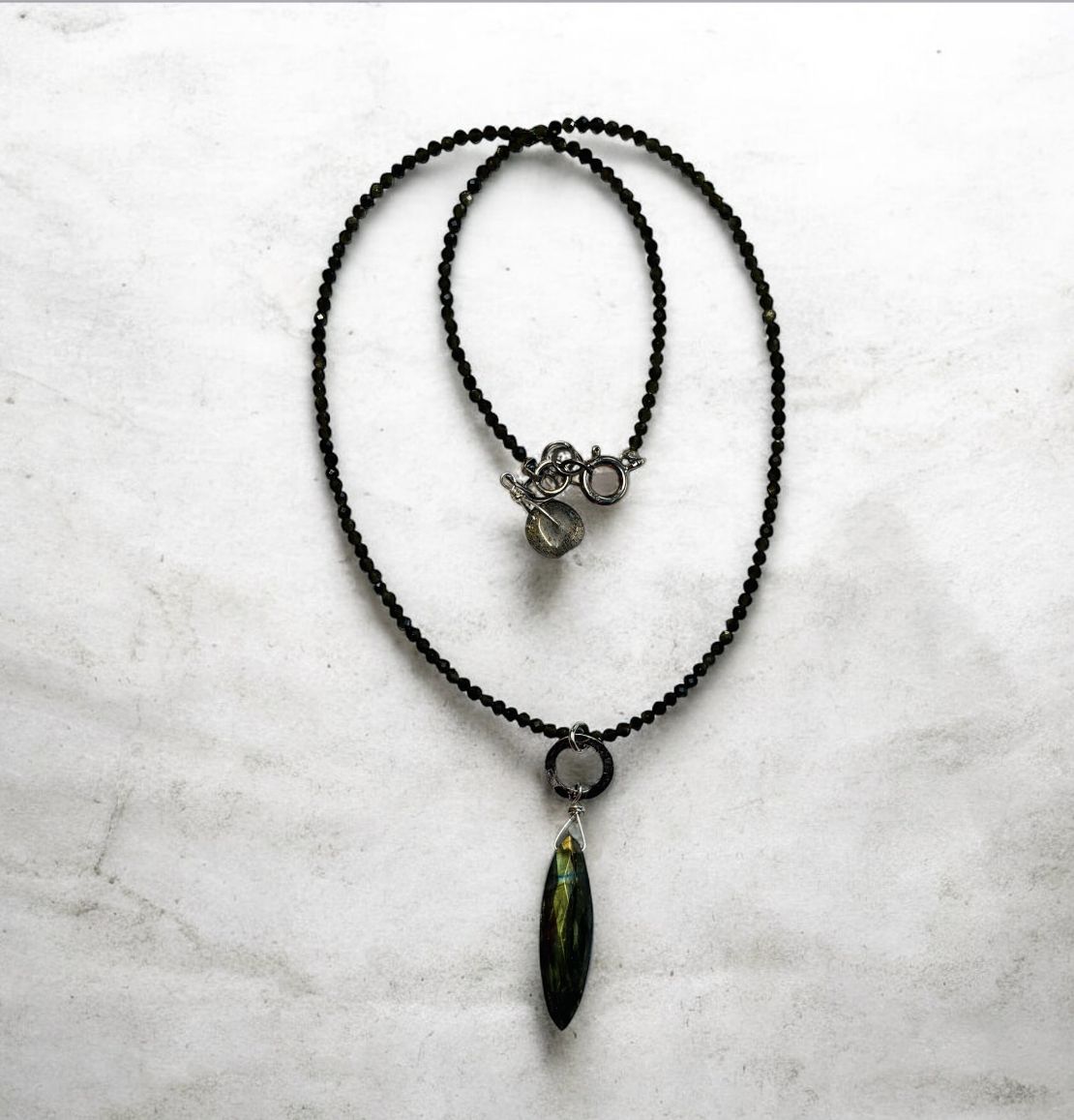 Robb Necklace Smoky Quartz with Labradorite Drop