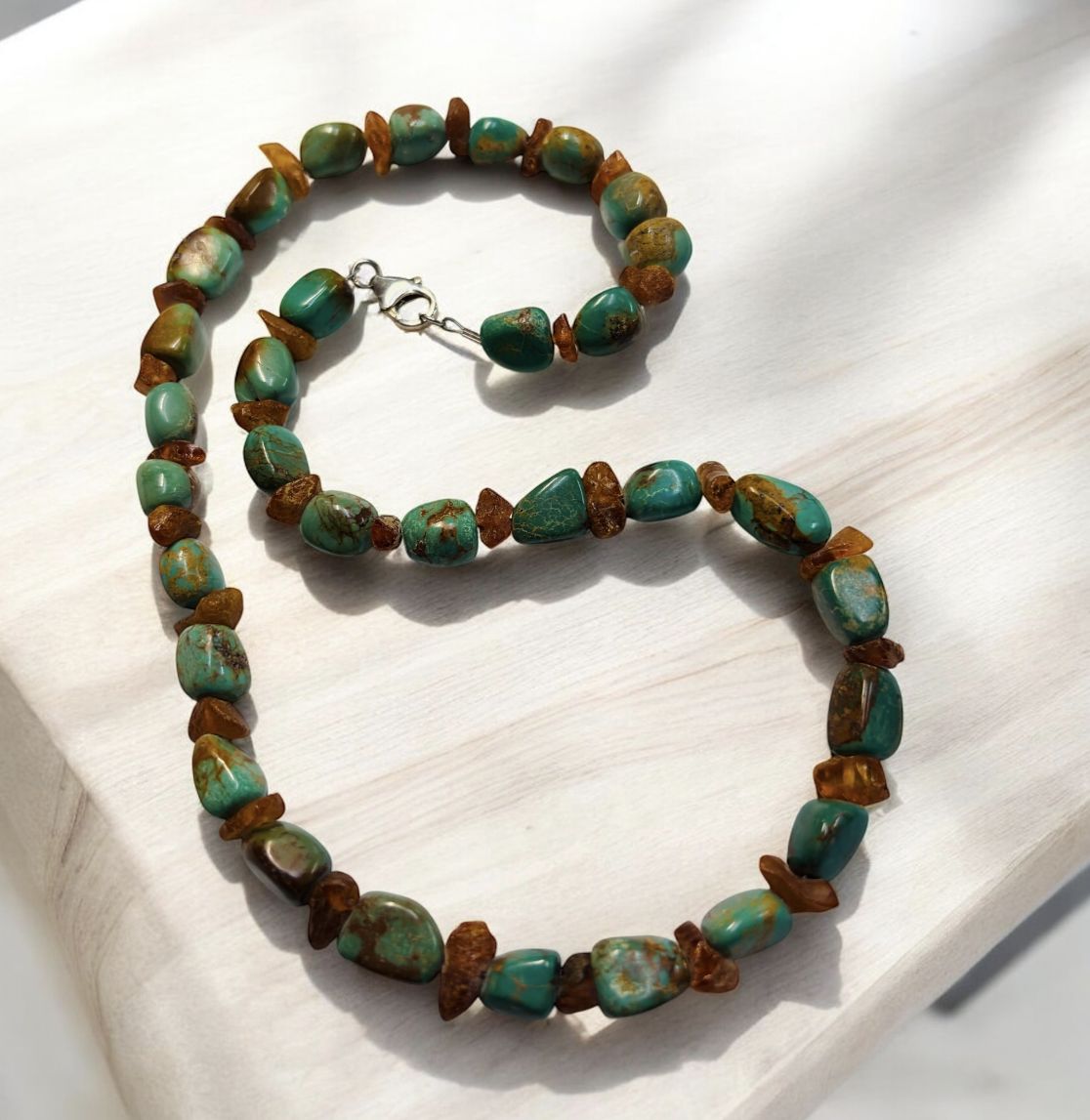 Trueworthy Necklace Turquoise with Raw Amber