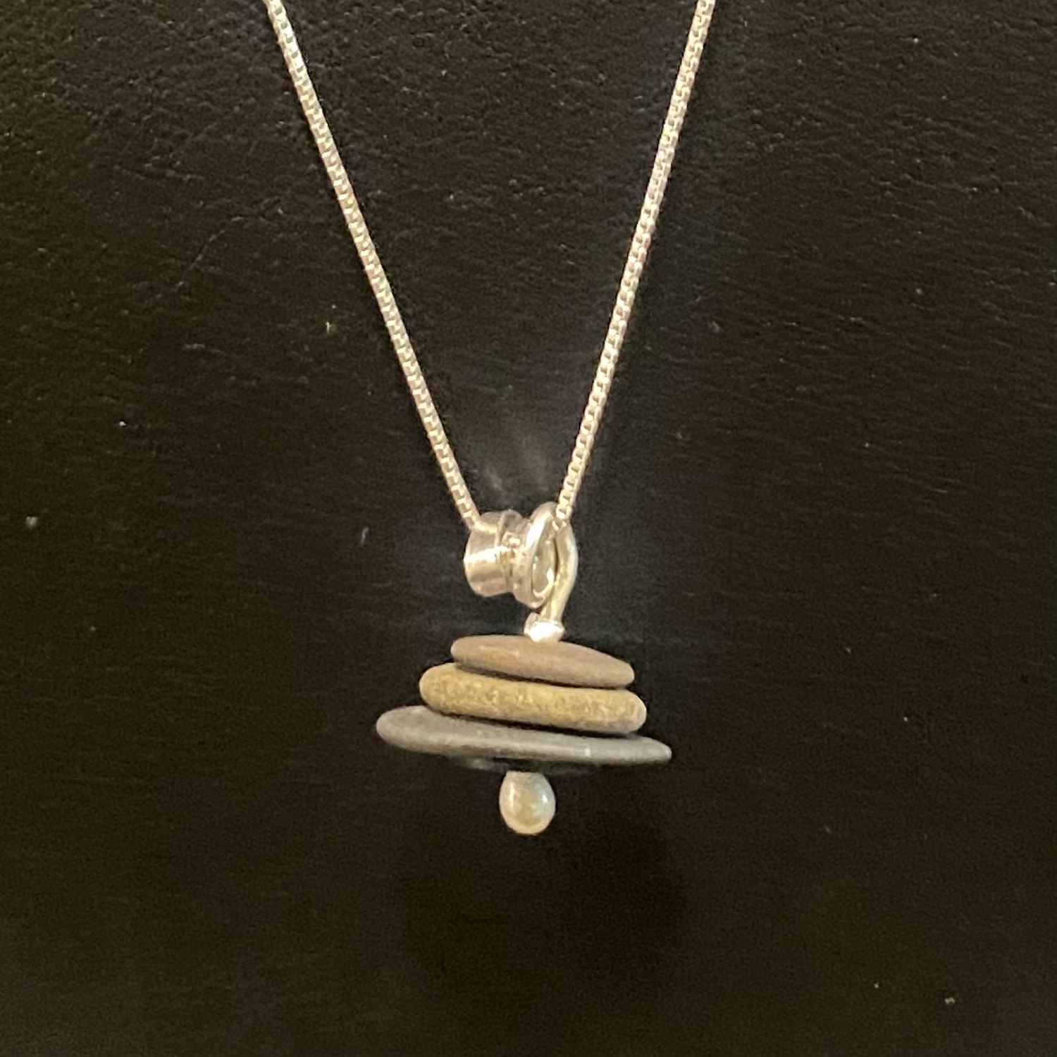 Blue  Quarry Necklace Sterling Silver Cairn Pendant