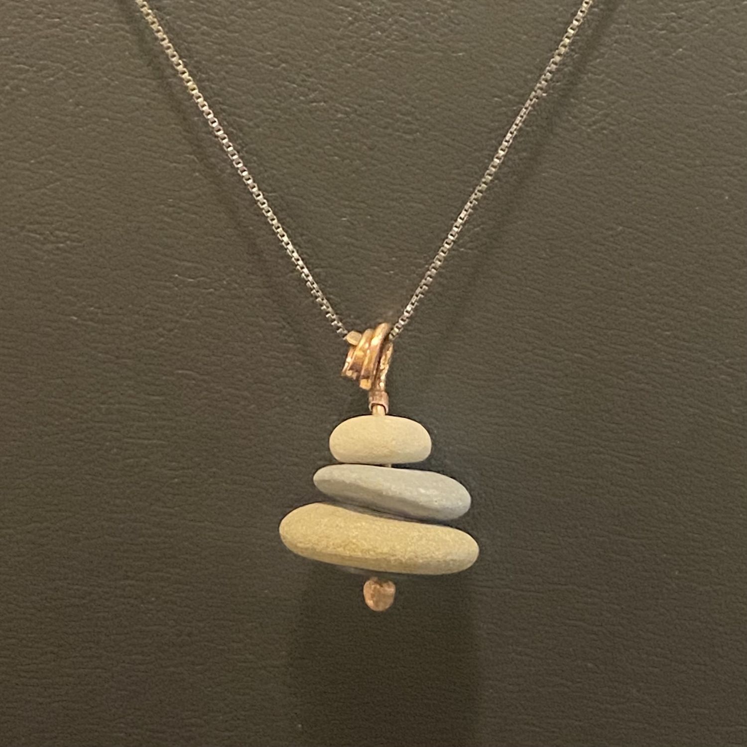 BLUE QUARRY Necklace Cairn on Bronze 24 inch