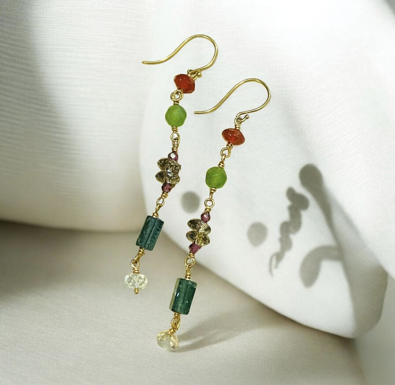 Greenhood Earrings Multi Gem Link
