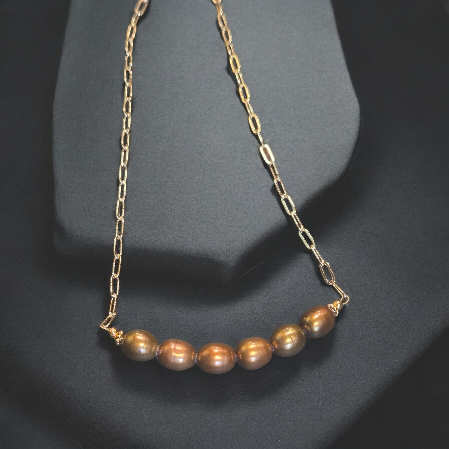 Cass Necklace Bronze Pearls