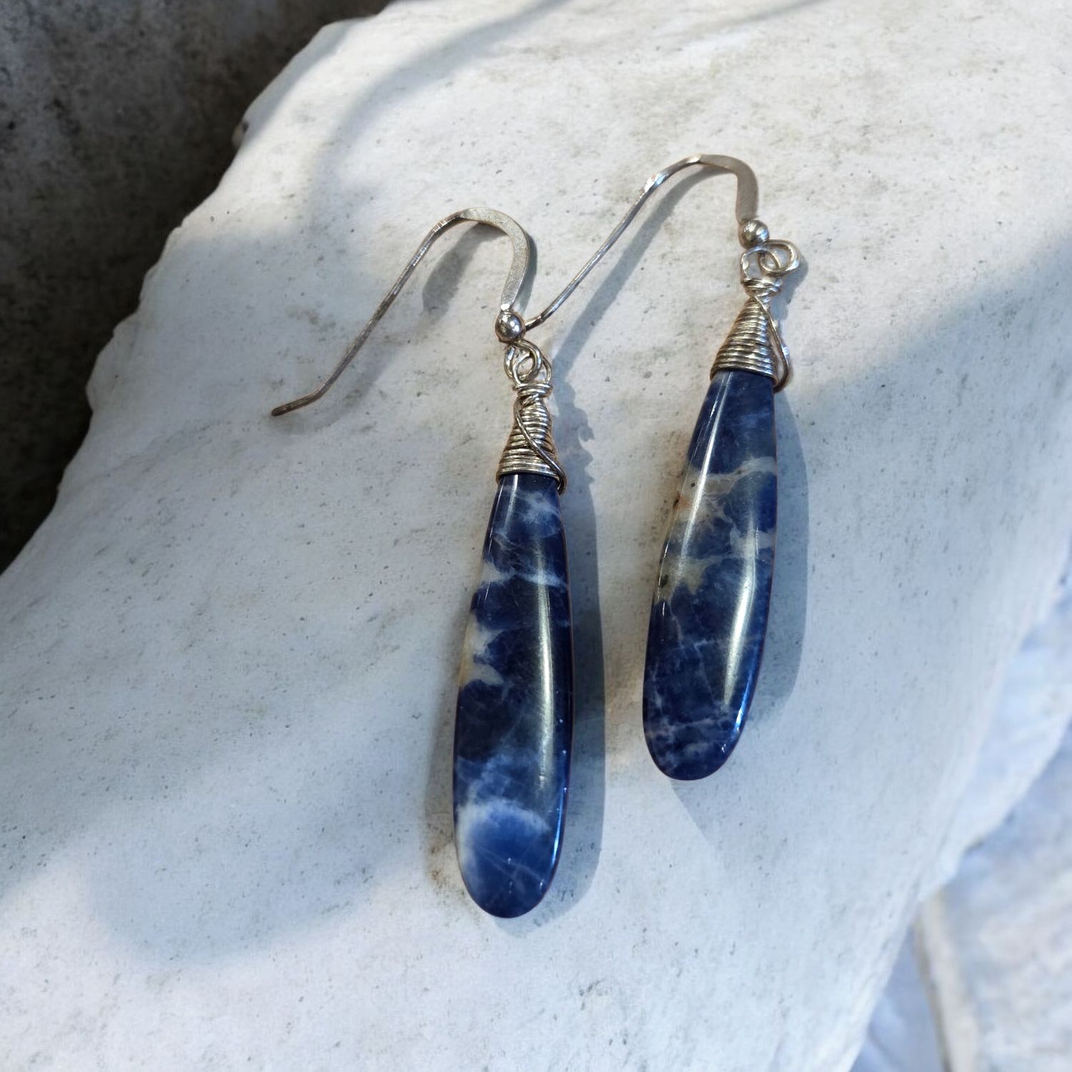 Cass Earring Sodalite Elongated Tear Drop