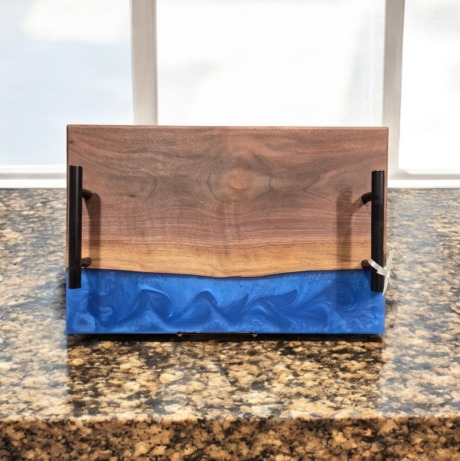G.M. Charcuterie Board Walnut with Blue Resin