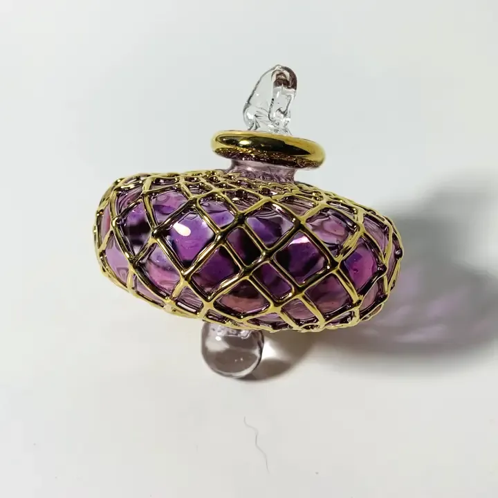 Dandarah Blown Glass Small Ornament - Diamond Toupie Pink