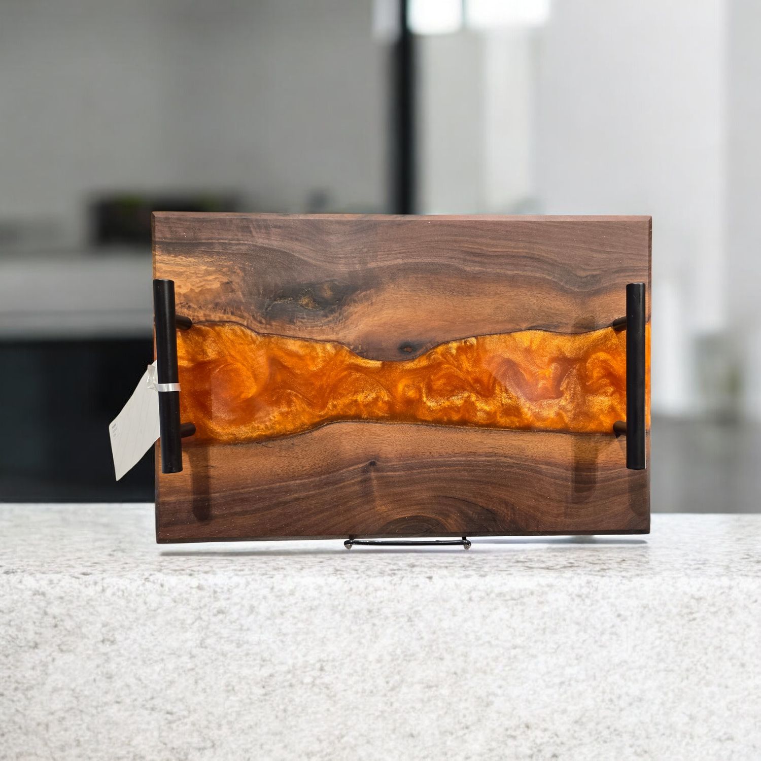 G.M. Charcuterie Board Black Walnut with Bronze Resin River