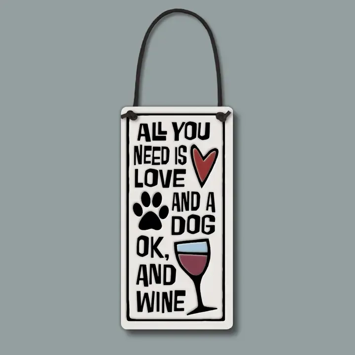 Macone Wine Tag or Wall Art  "Love/Dog/Wine"