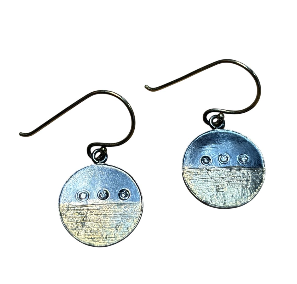 Keleher Earrings Horizon Drop Round Black and Gold