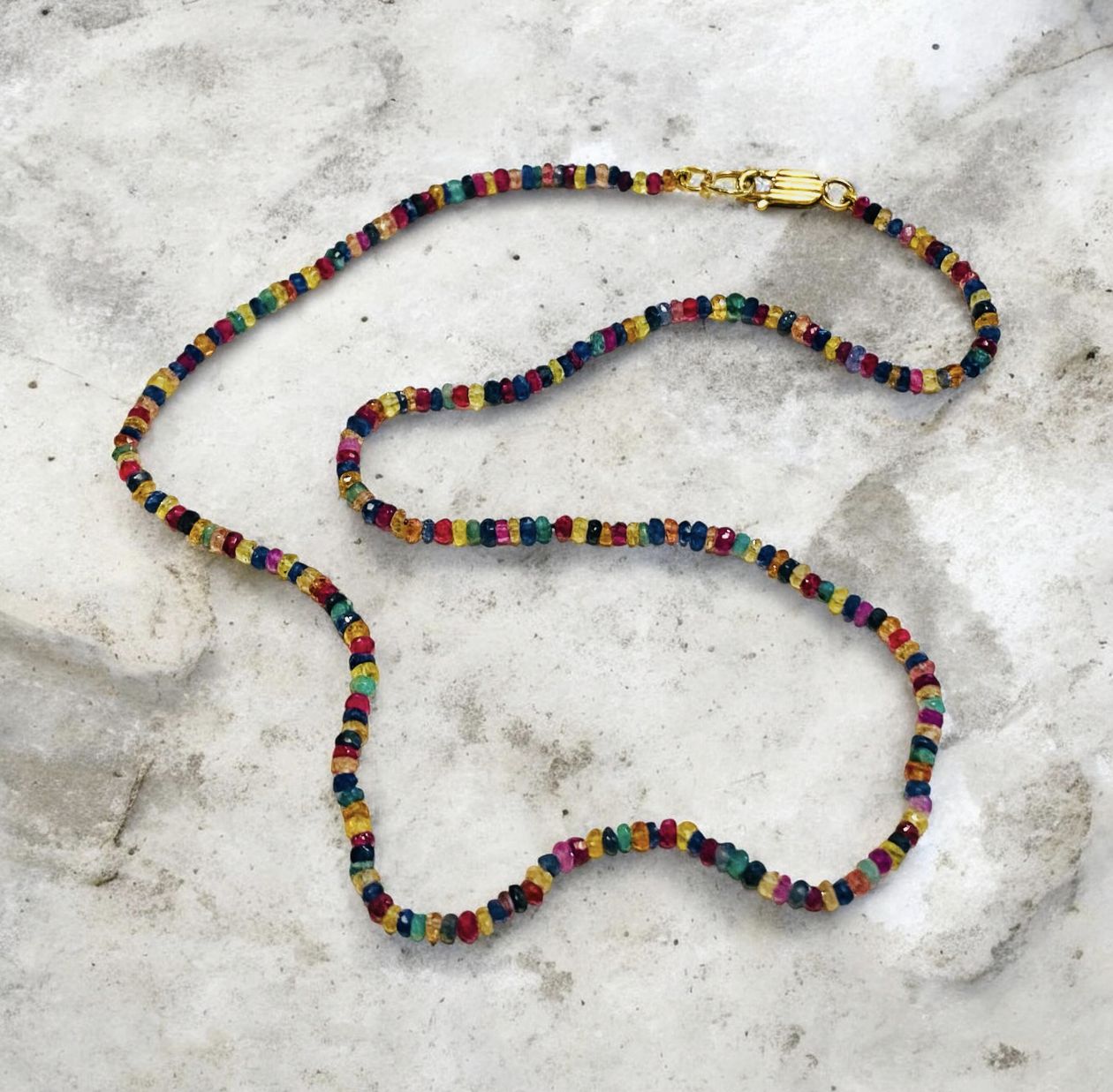 Greenhood Necklace Sapphire, Ruby and Emerald