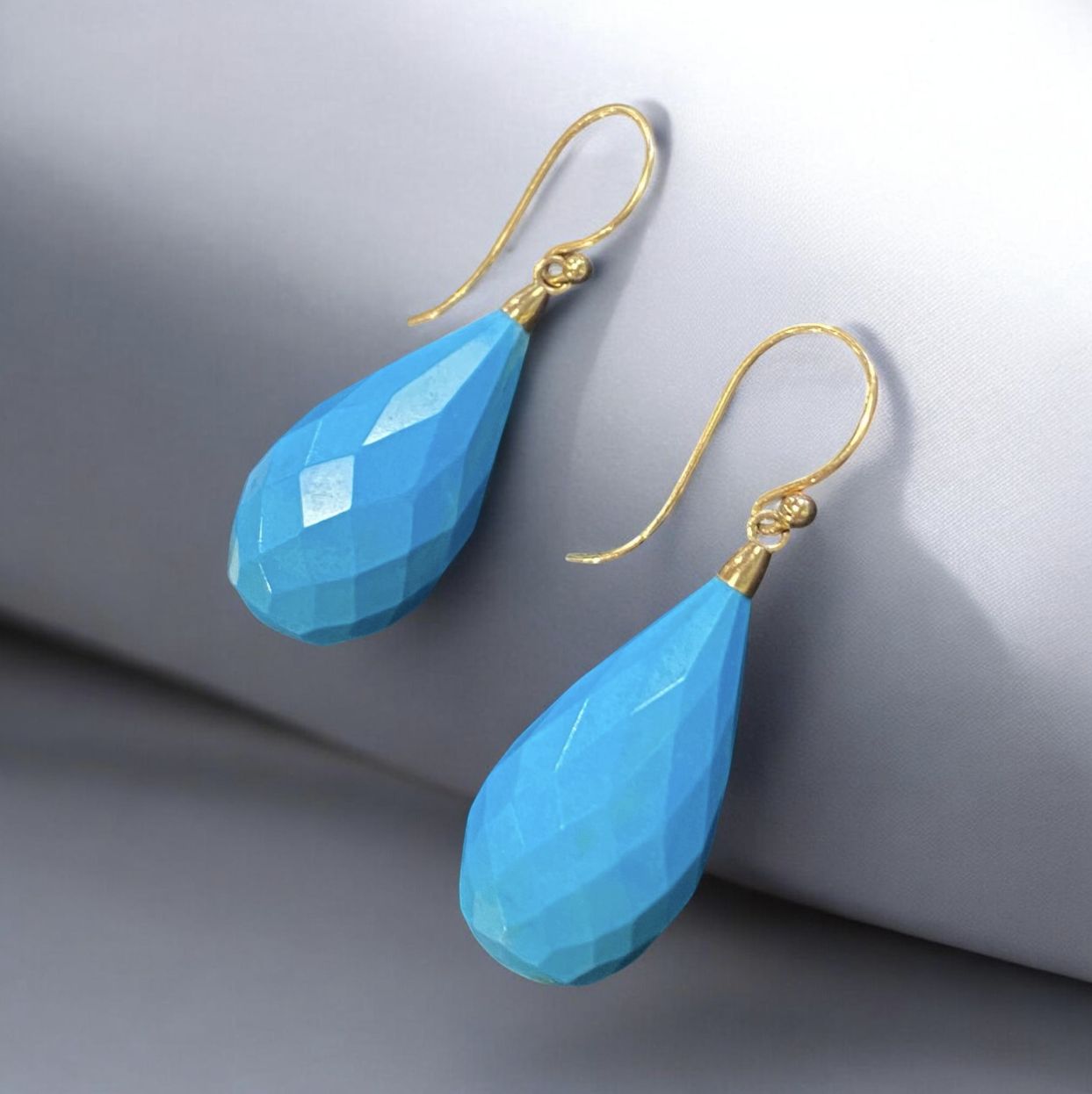 Greenhood Earrings Large Turquoise Teardrop Dangles
