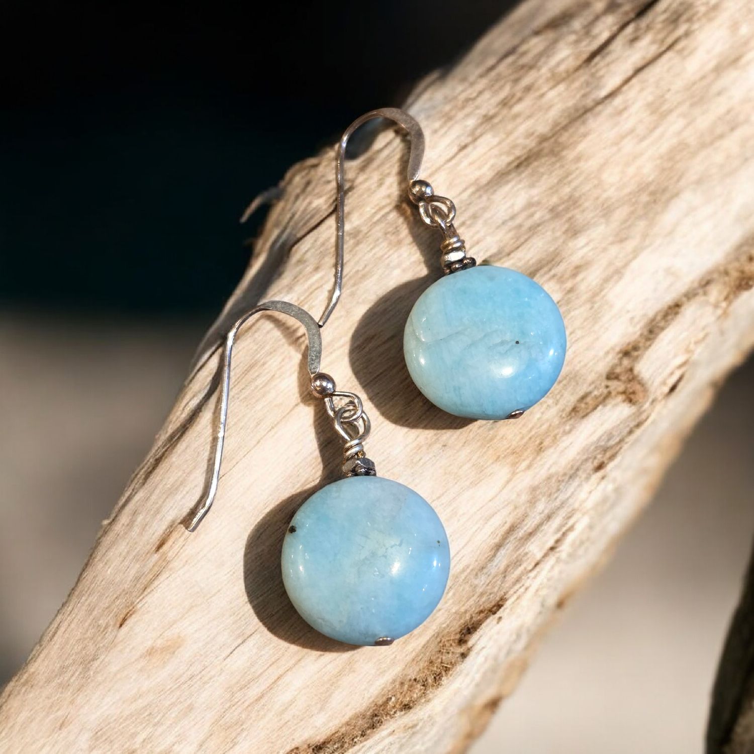 Cass Earrings Amazonite Coins