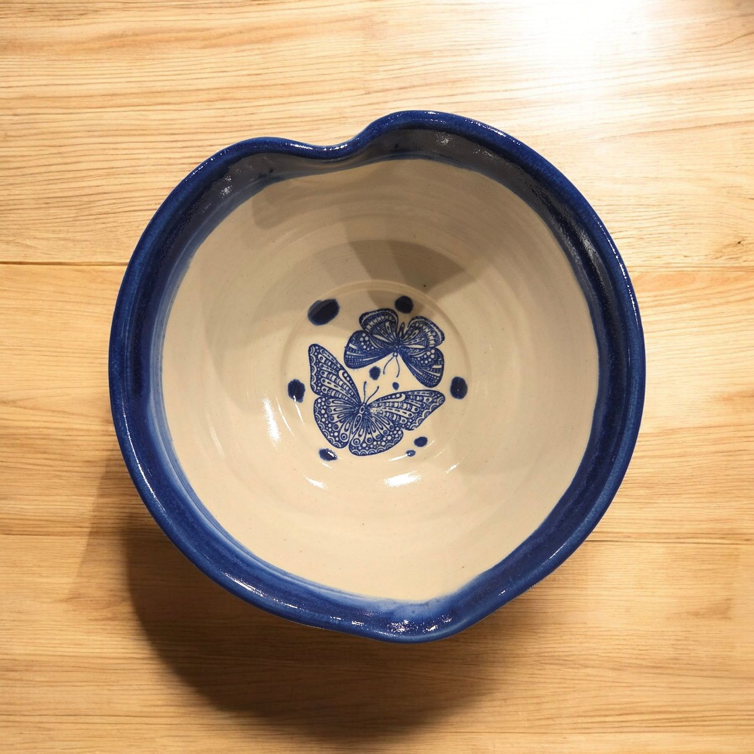 Johnson Heart Bowl Blue and White "Butterflies"