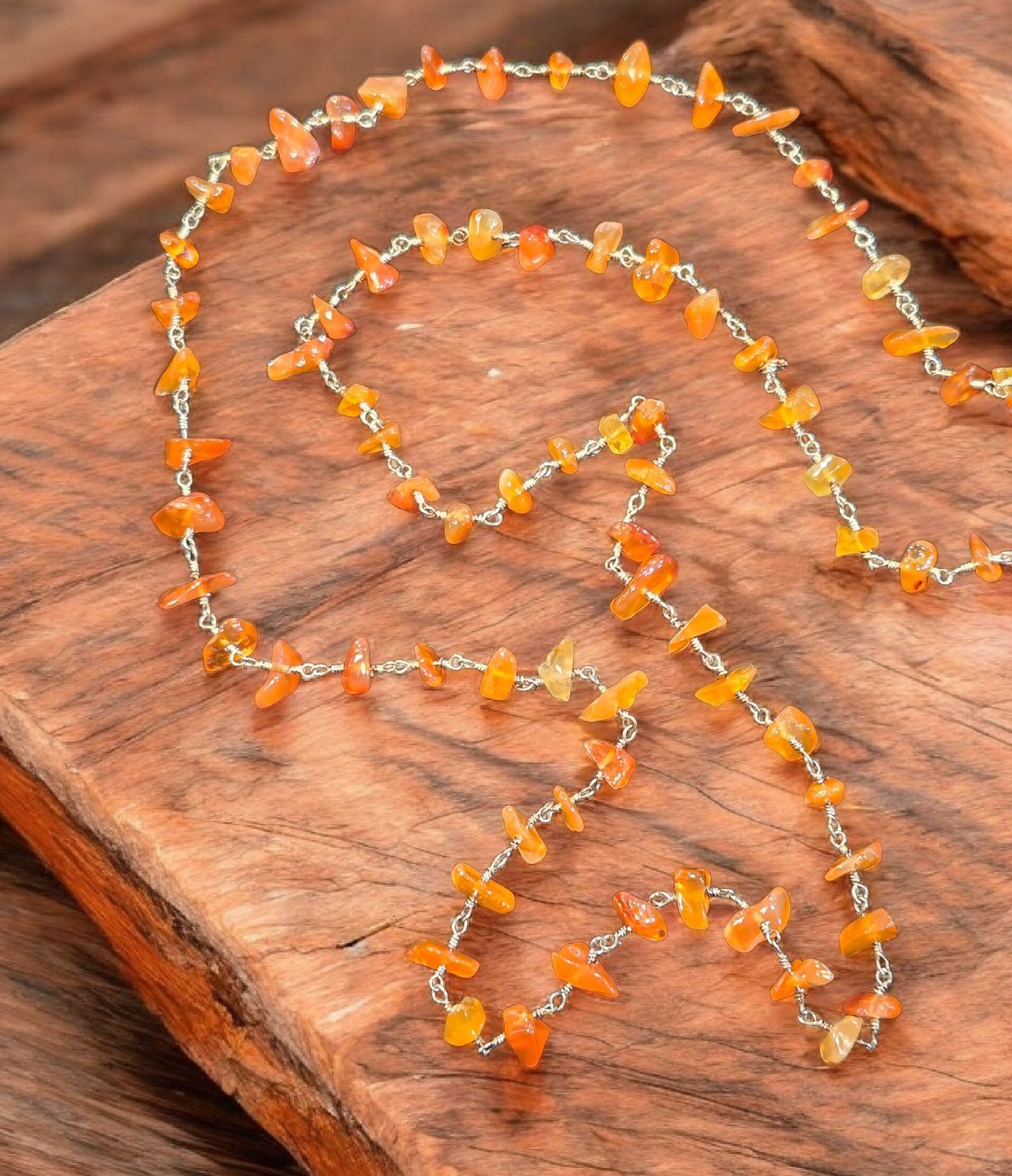 Whitney Necklace Carnelian Chip Chain