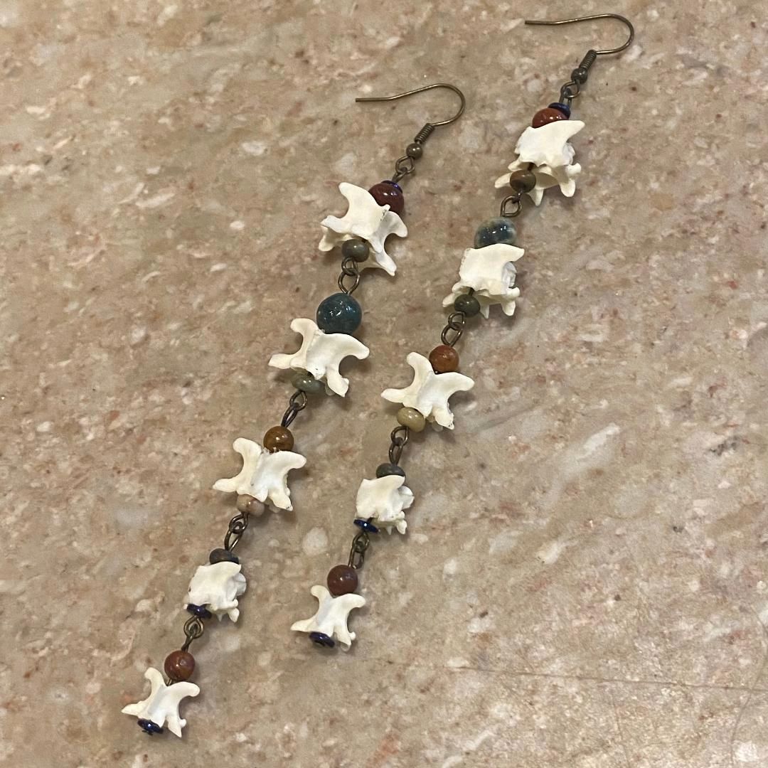 Ormsby Earring Rattlesnake Bones w/ Multi-Color Jasper