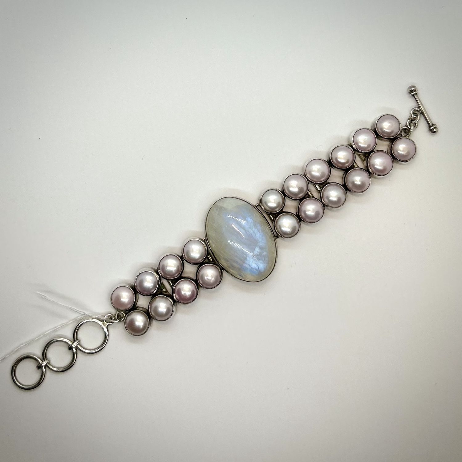 Ras-Jolj Bracelet Lg Oval Rainbow Moonstone Cabochon
