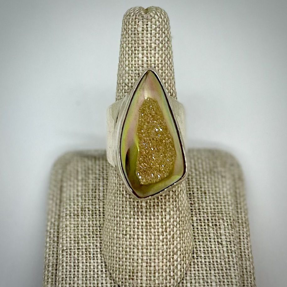 Ras-Jolj Ring Large Gold Druzy
