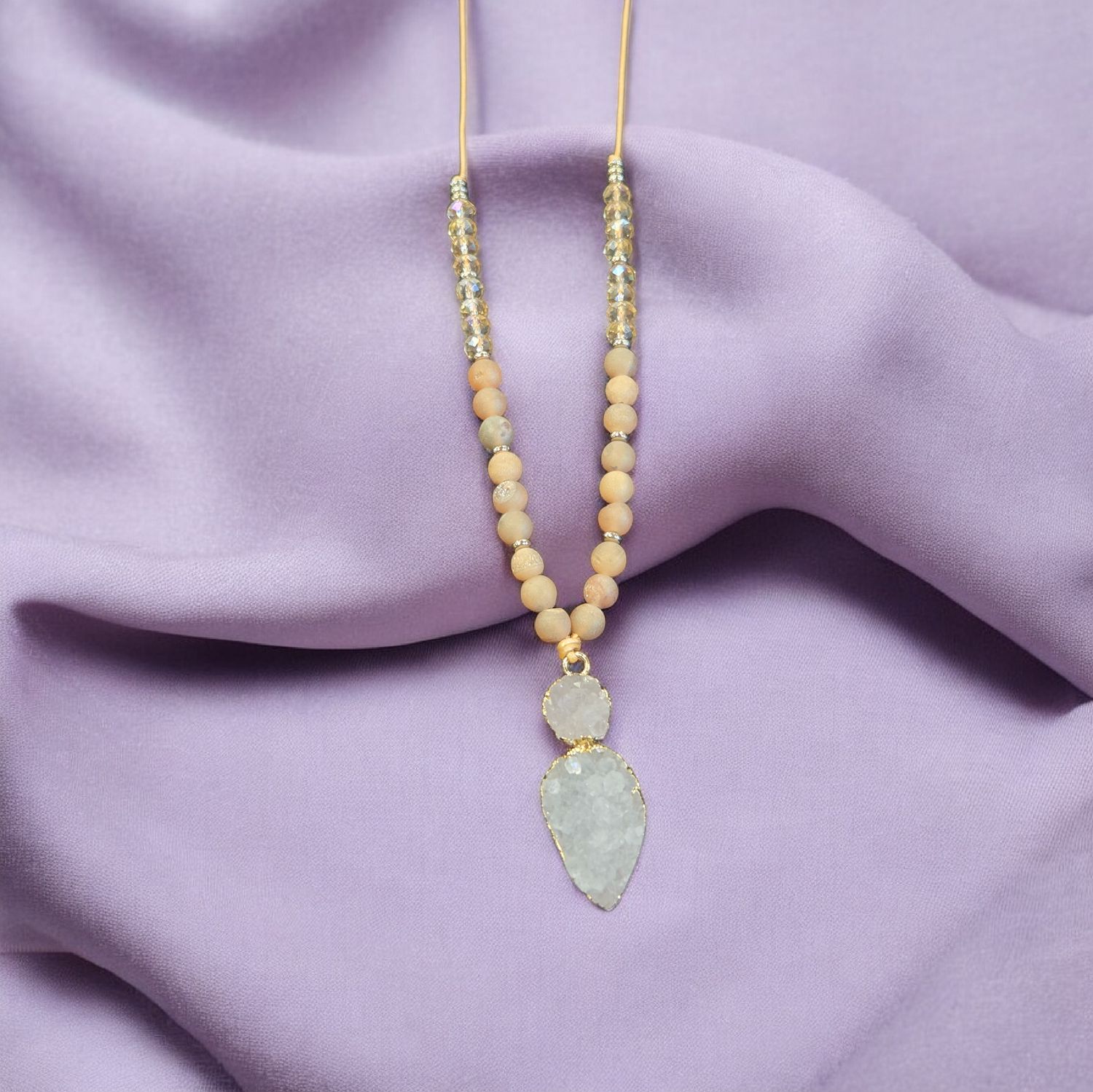 Nadeau Necklace Druzy and Leather