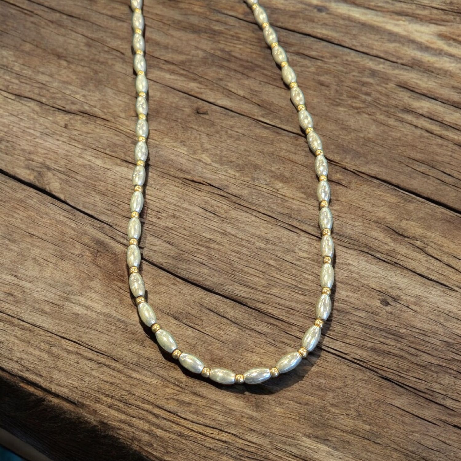 Nadeau Necklace Gold and Silver Beaded Chain