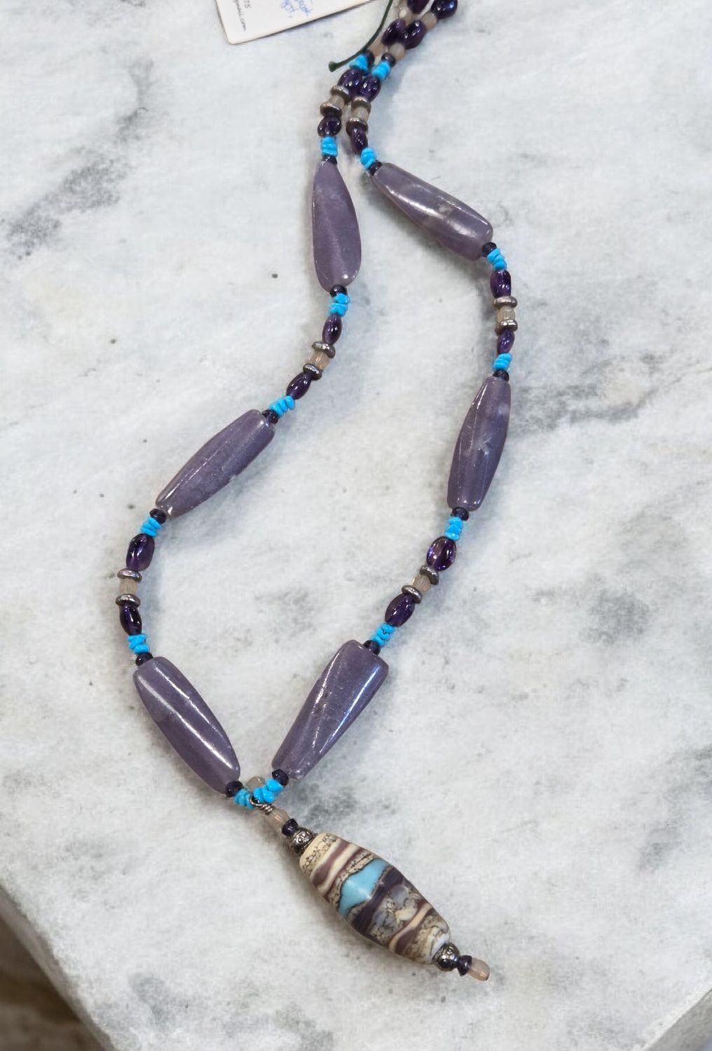 Nadeau Necklace Lampwork, Amethyst, and Charoite