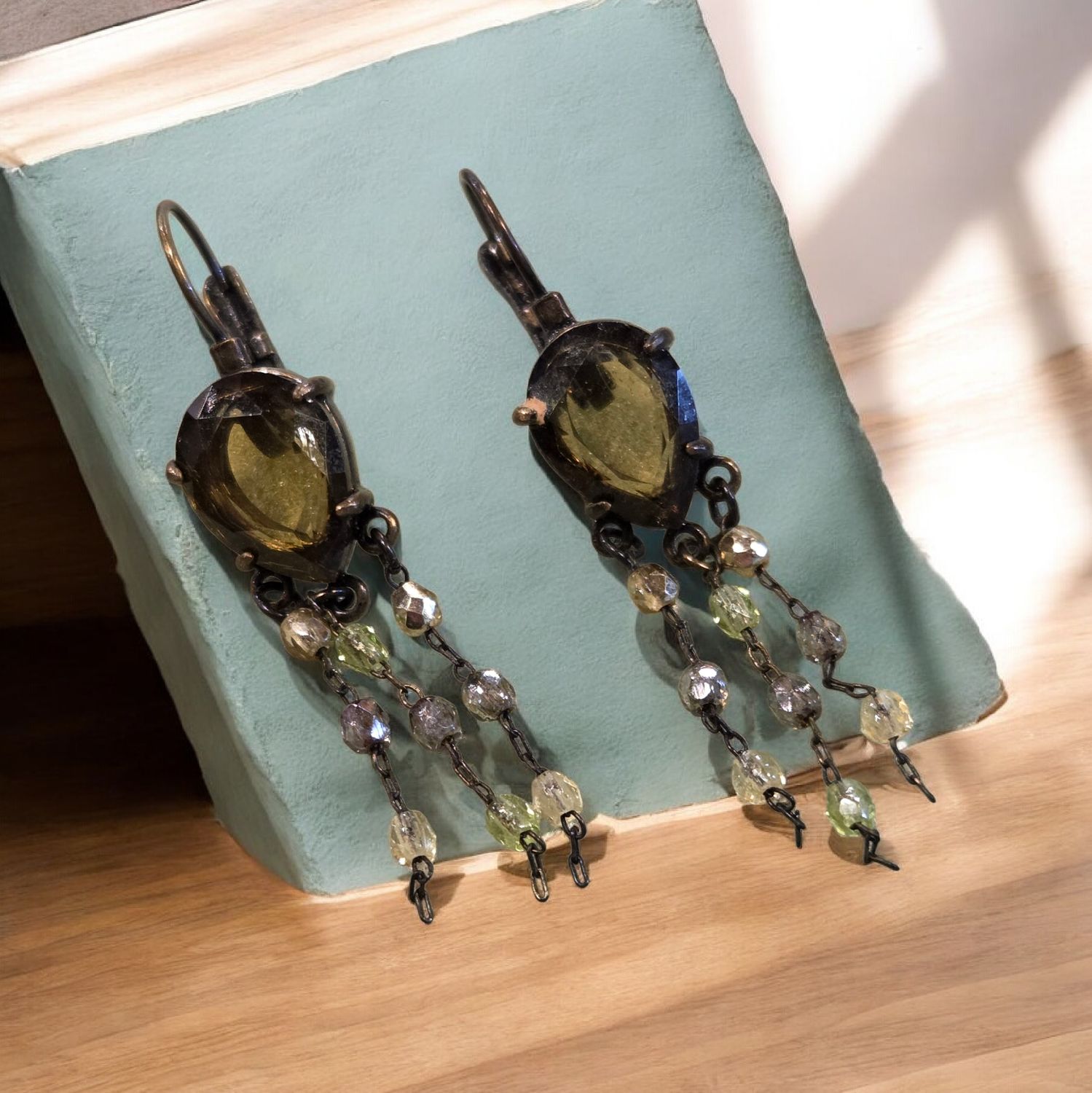 Nadeau Earring Citrine Drops w/ Mixed Gem Chains