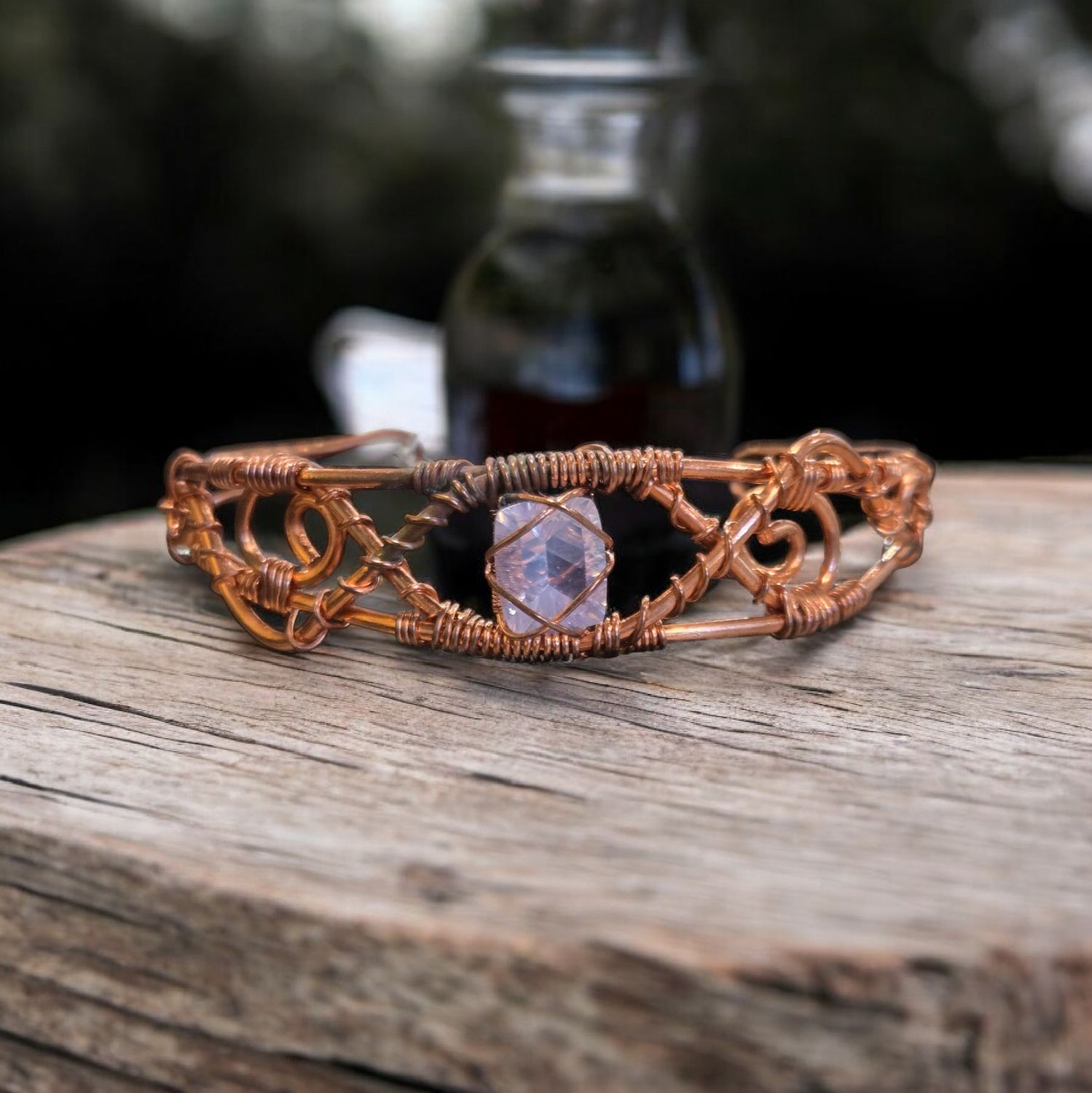 Nadeau Bracelet Hand Wrapped Copper w/ Pink Quartz