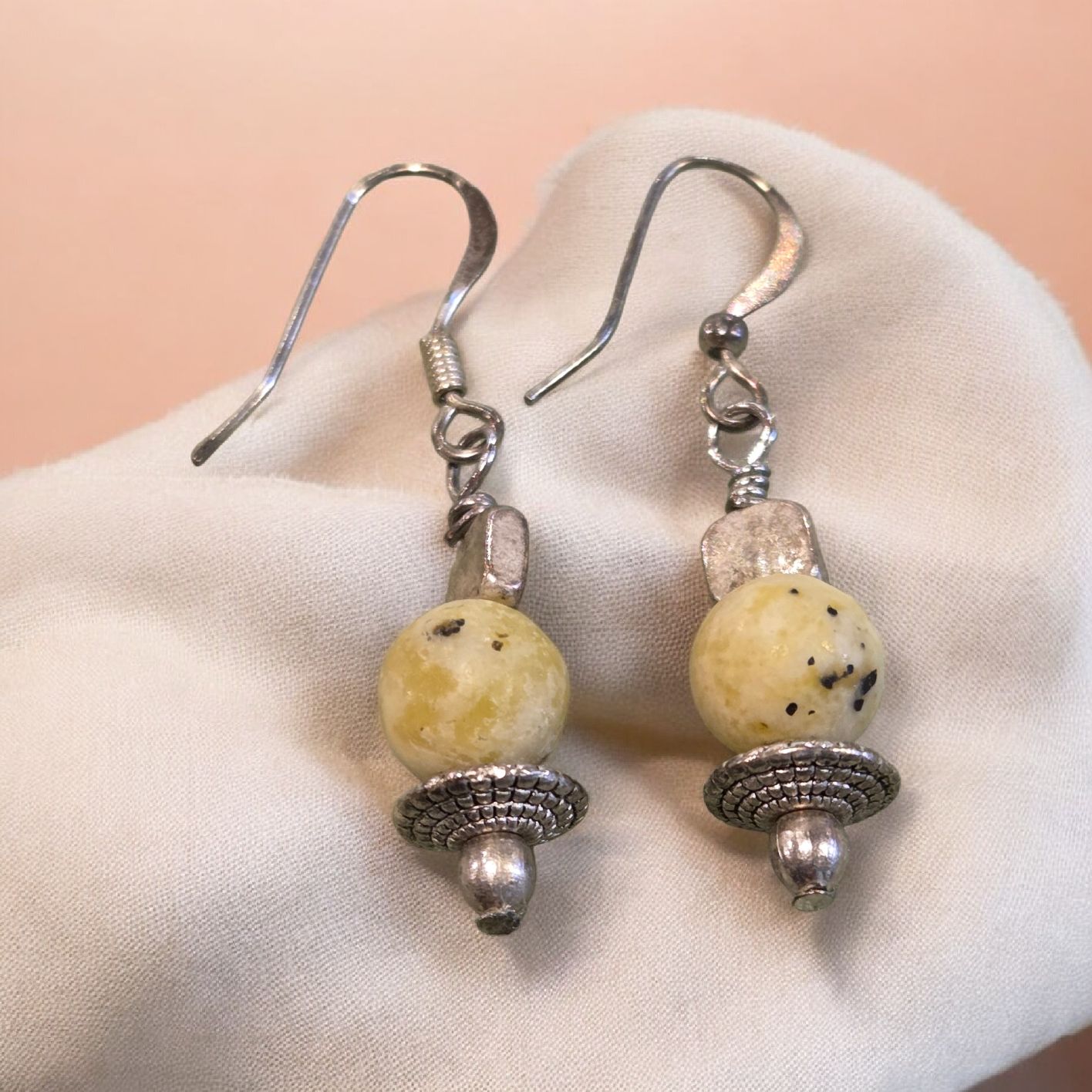 Nadeau Earring Yellow Jade w/ Pewter