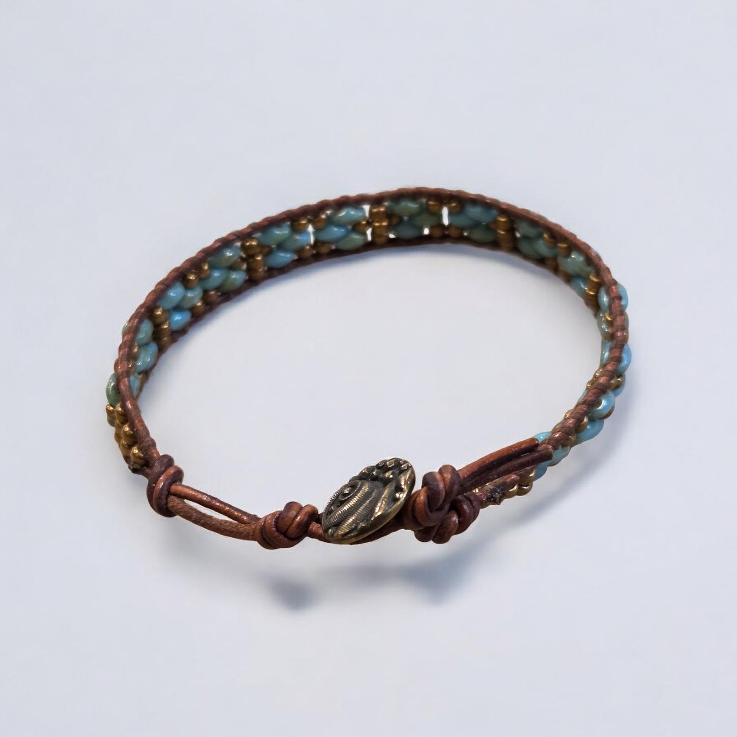Nadeau Bracelet Turquoise &amp; Brass Woven Leather