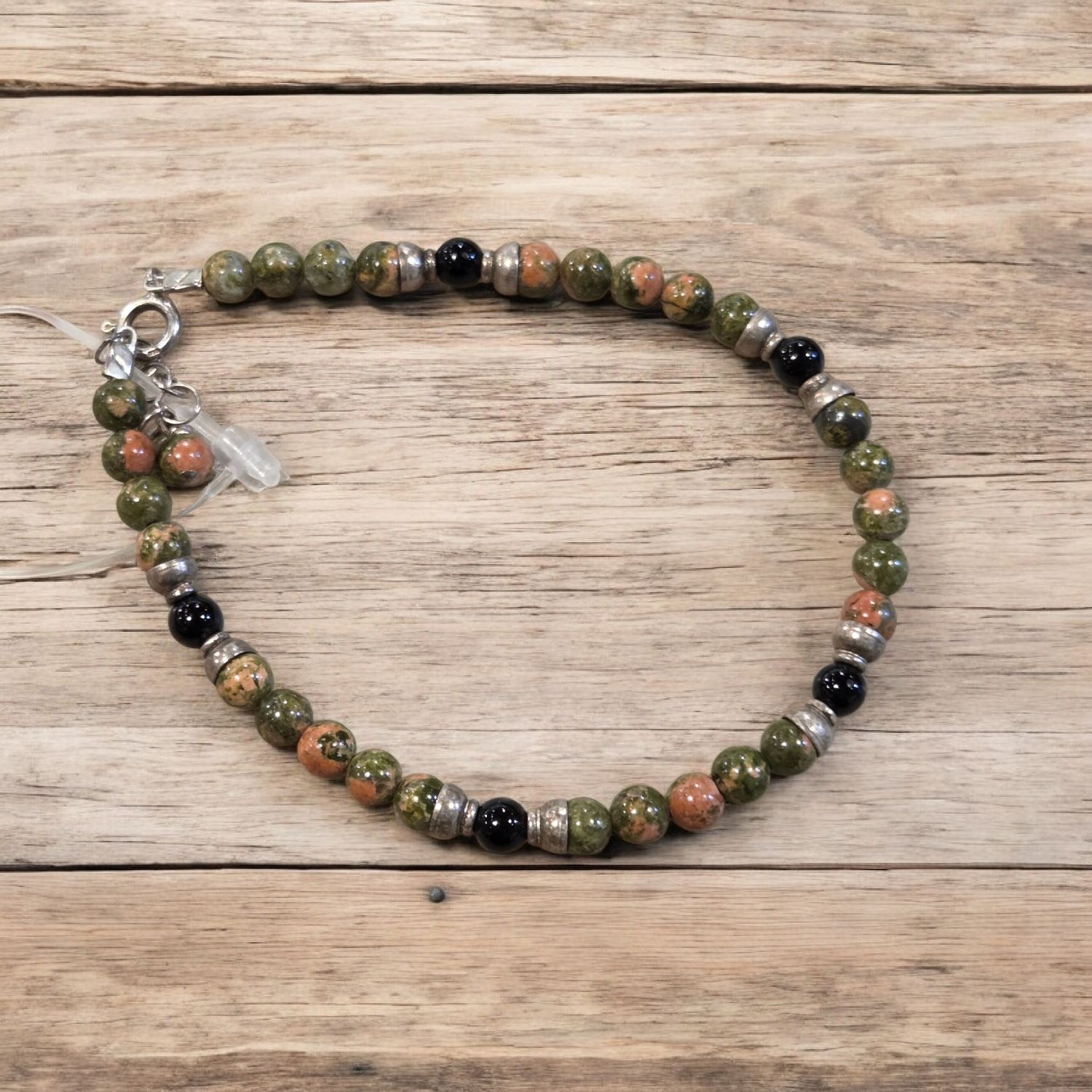 Nadeau Bracelet Red/Green Jasper w/ Onyx and Silver