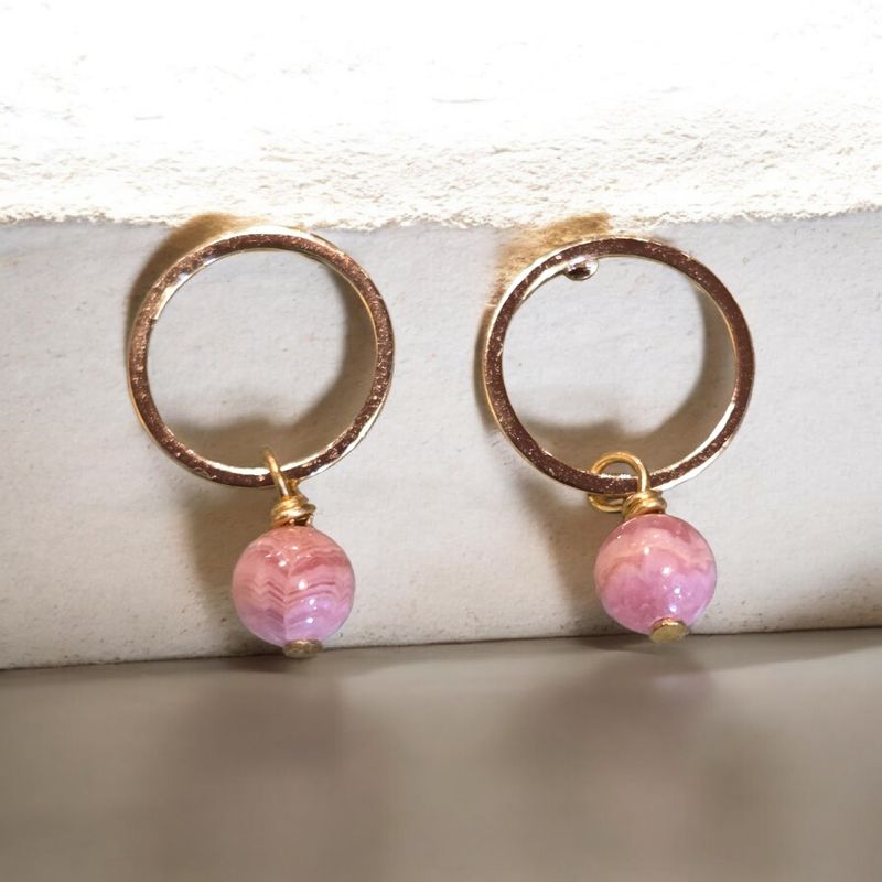 Cass Earring Rhodochrosite Stud