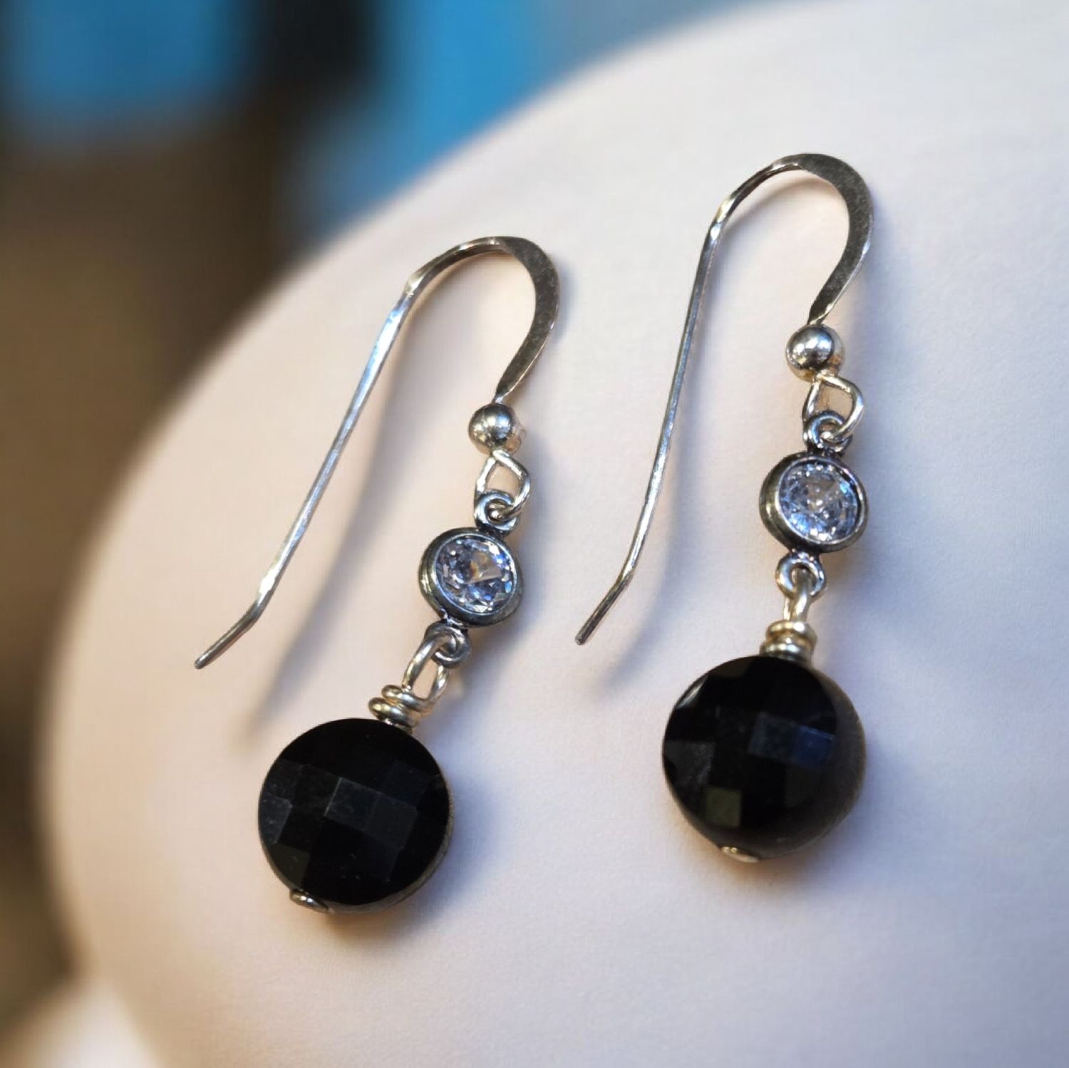Cass Earring CZ and Onyx