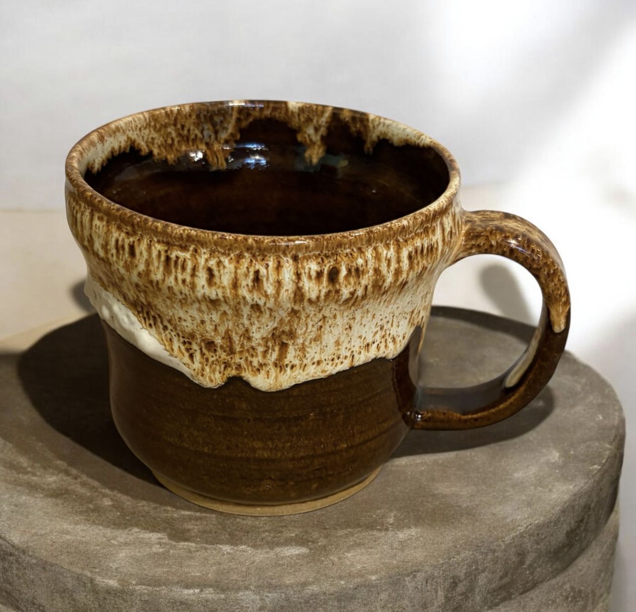 Okechukwu Large Mug Brown Drip Glaze 3