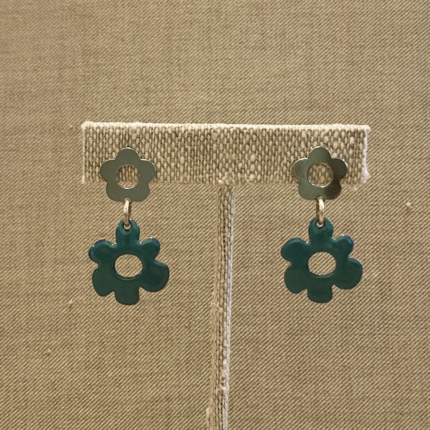 DiCesare Earrings Sterling and Brass Enameled Post