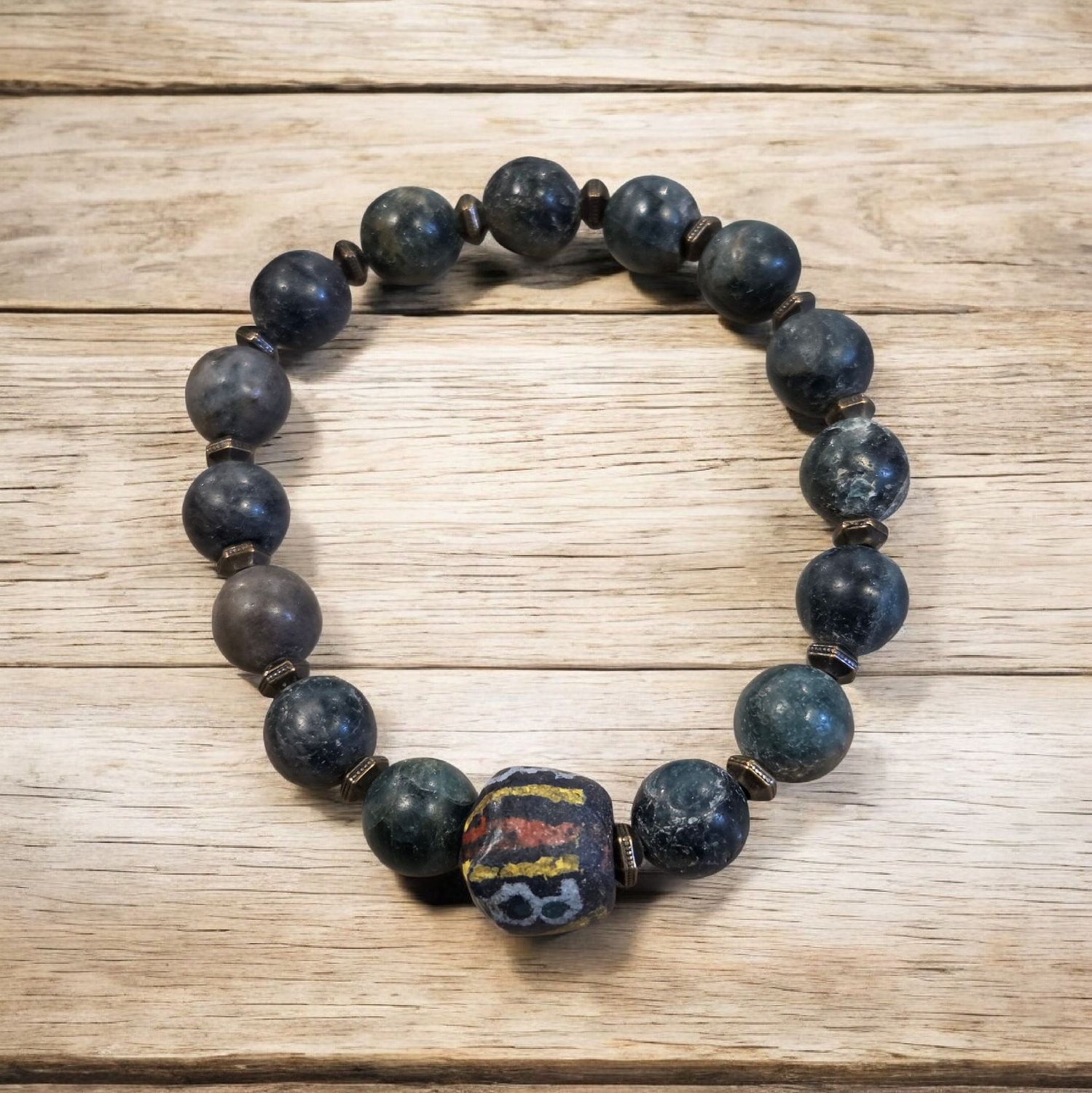 Nadeau Bracelet Blue Coral w/ an African Glass Bead Focal