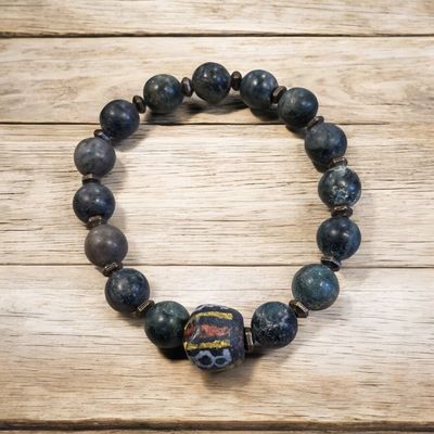 Nadeau Bracelet Blue Coral w/ an African Glass Bead Focal