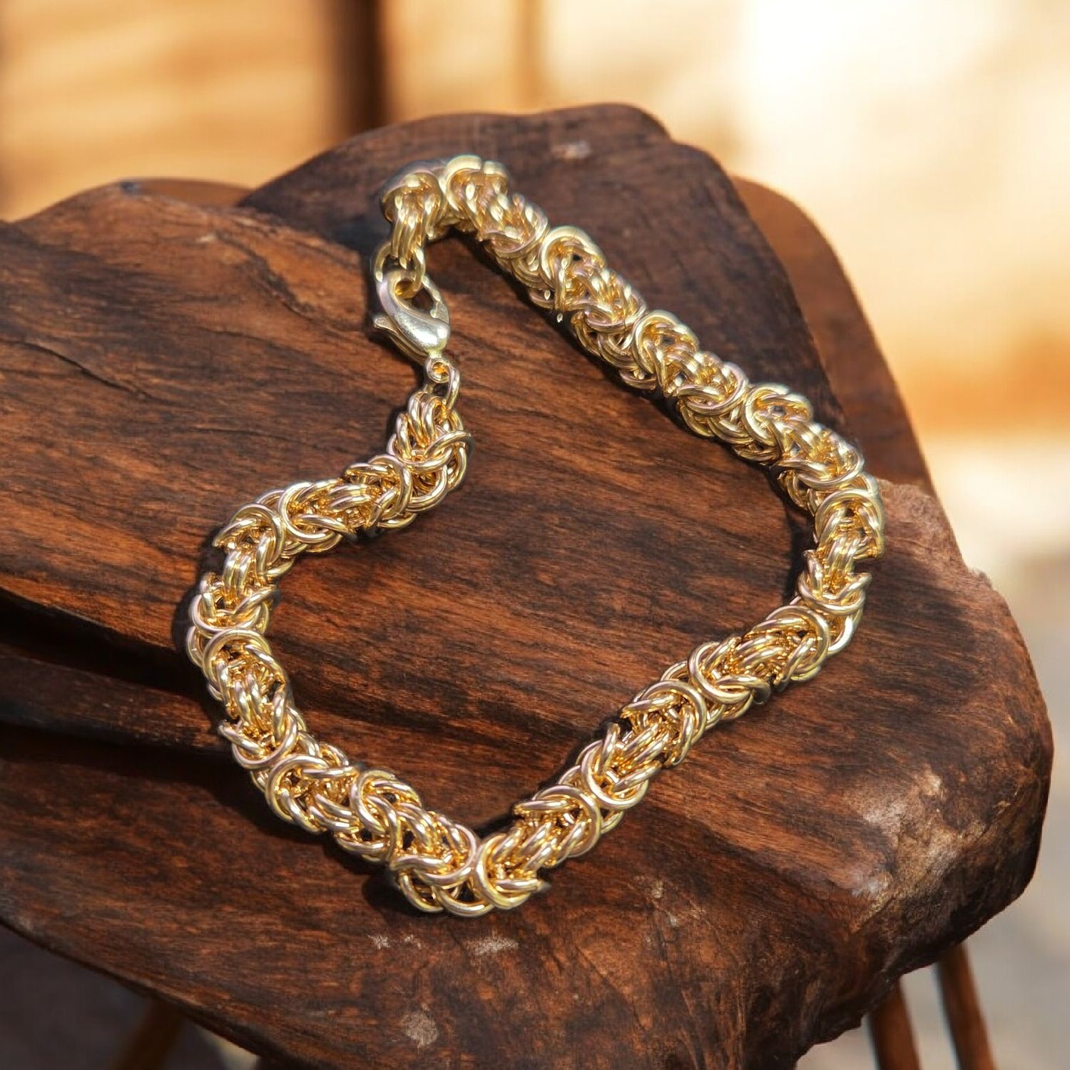 Whitney Bracelet Brass Byzantine Chain Maille Large Link