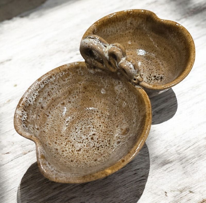 Johnson Double Bowl Mottled Brown