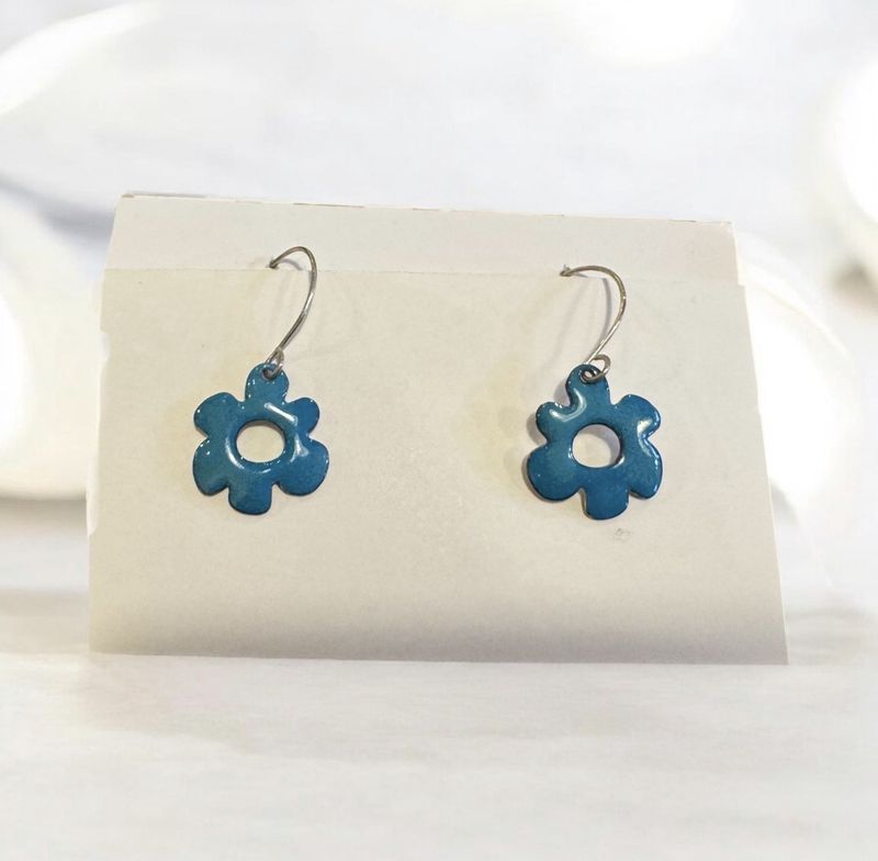 DiCesare Earring Mini Flower Teal